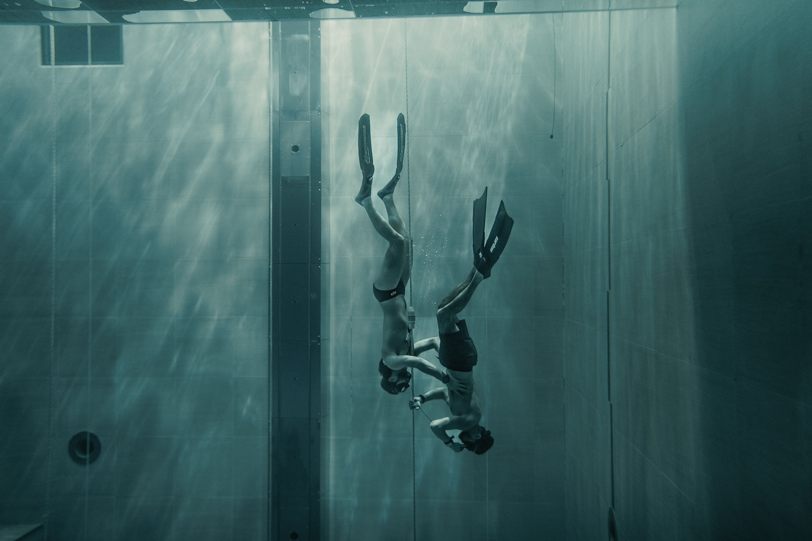 Giovanni Bianco training in Y-40 swimming pool, the world’s deepest thermal pool, focusing on freediving technique and equalization